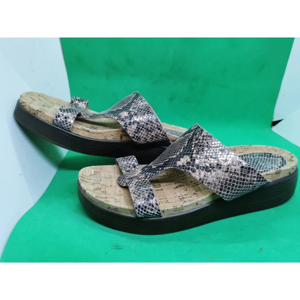 DONALD J PLINER Met Bronze Python FAINA Platform Cork Sandal Size 8.5 M